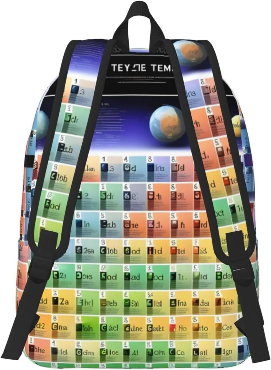 Periodic Table Of Elements Print Canvas Backpack For Women Travel Backpack For Men College Casual Laptop Daypack