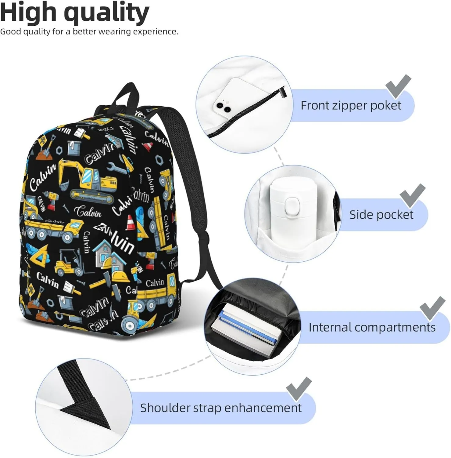 Personalized Backpack| Custom Name Backpacks For Her/Him For Work,Weekend Getaway,Traveling,Hiking,Camping |Funny Vehicle Pattern Backpack (A - style 3)