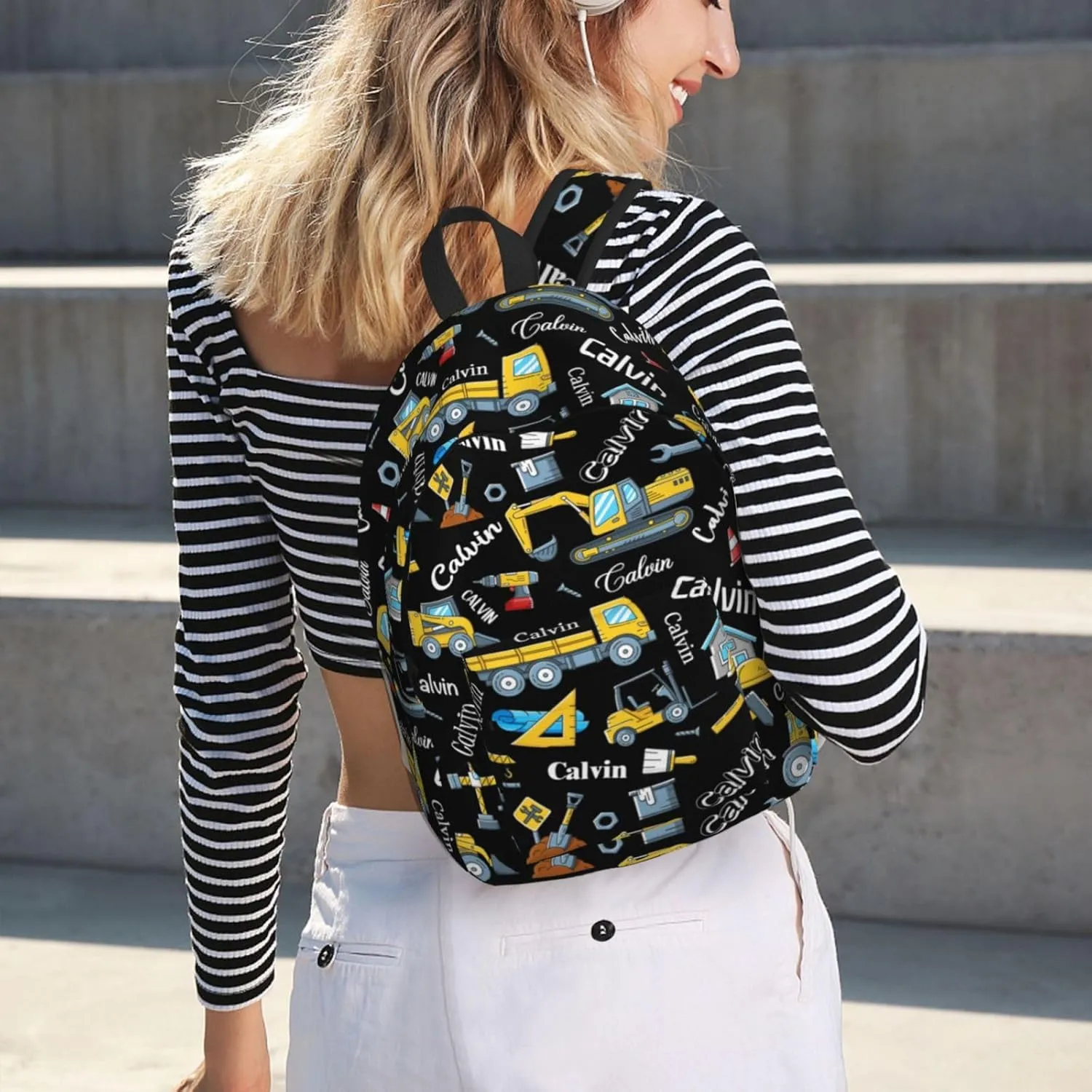 Personalized Backpack| Custom Name Backpacks For Her/Him For Work,Weekend Getaway,Traveling,Hiking,Camping |Funny Vehicle Pattern Backpack (A - style 3)