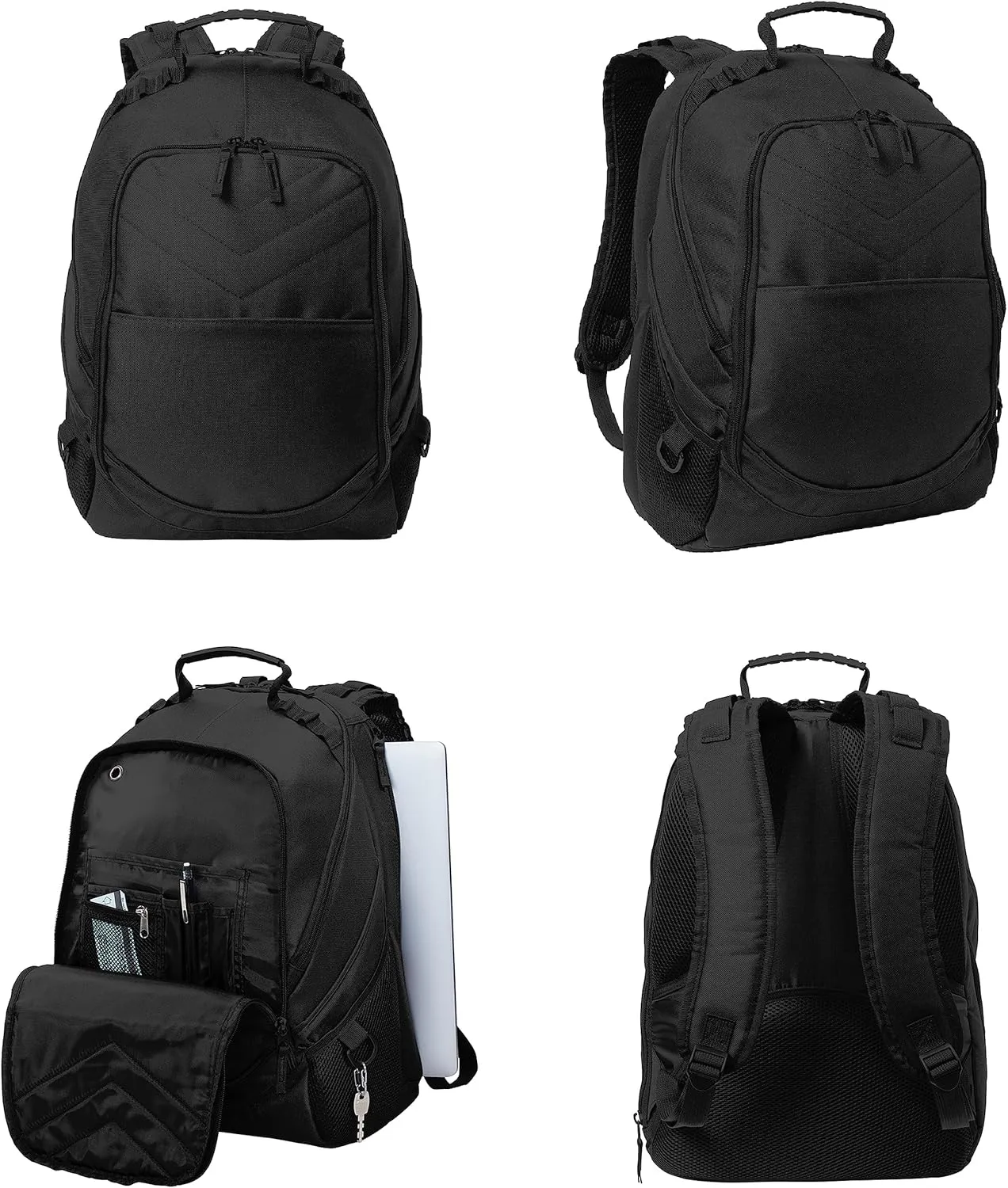 Personalized Embroidered Computer Backpack, Royal/Grey/Black, 10 Pack - Add Your Logo - Customized Casual Computer Backpack for Business