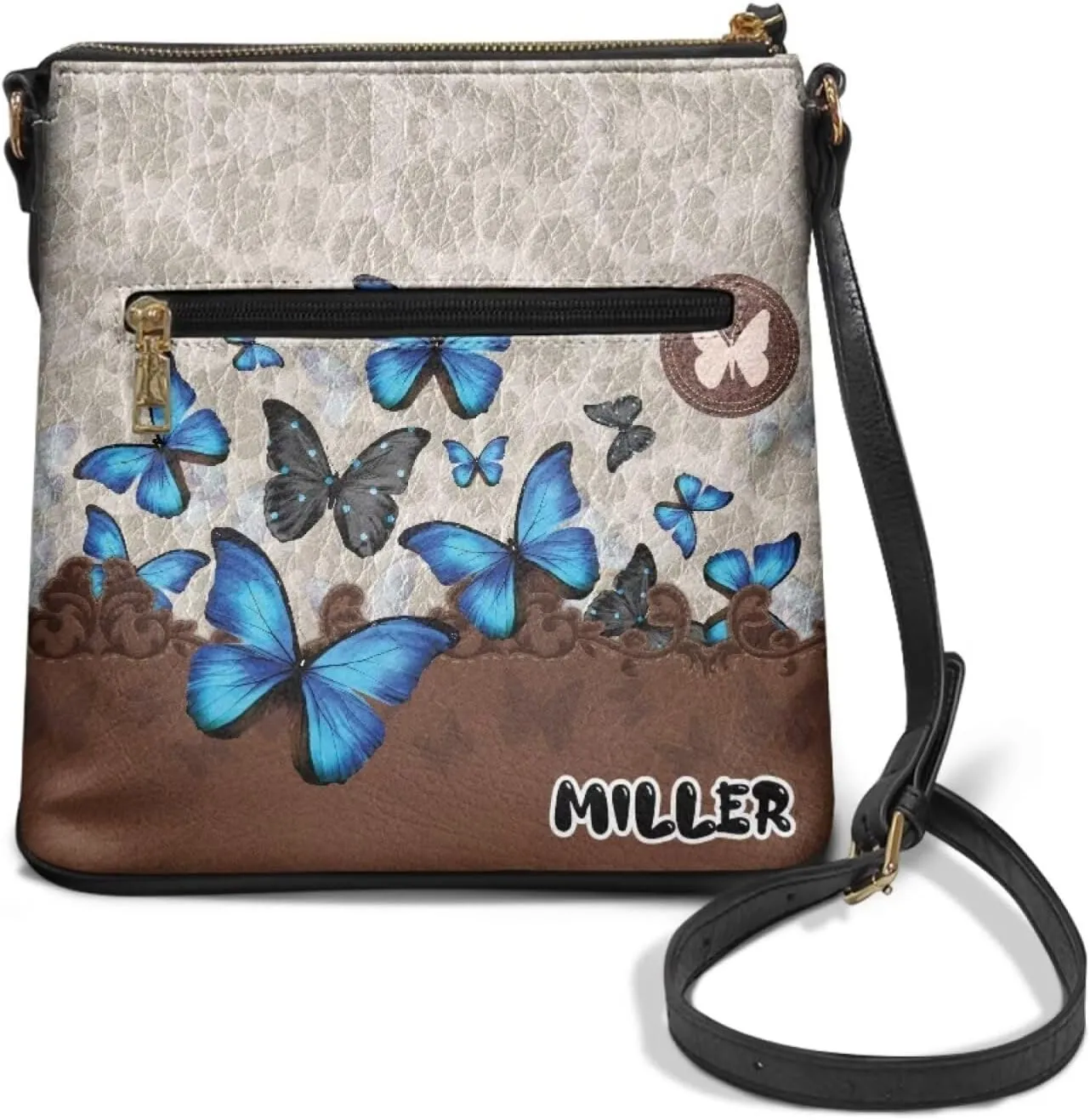 Personalized Purse for Women Custom Leather Crossbody Bag with Name Customized Hobo Bag with Zipper