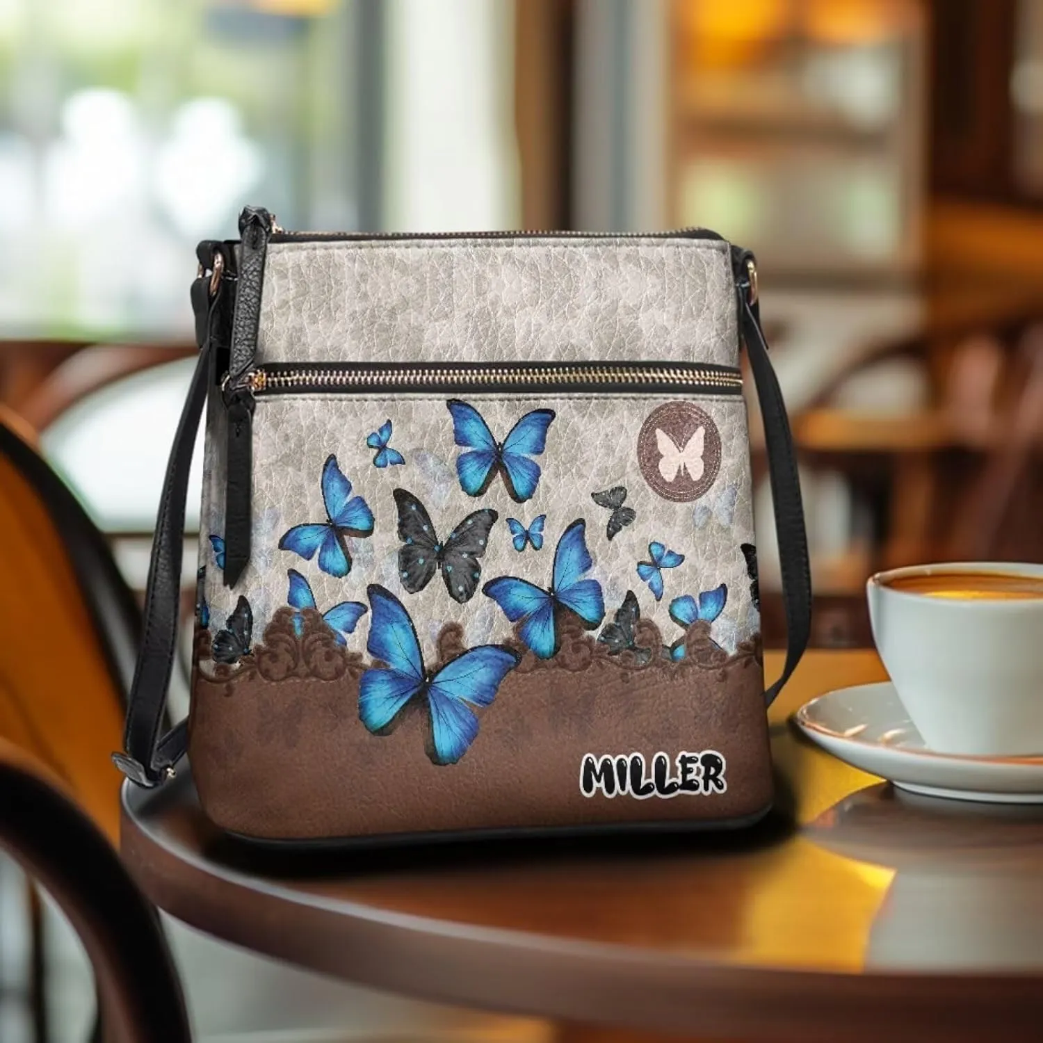 Personalized Purse for Women Custom Leather Crossbody Bag with Name Customized Hobo Bag with Zipper