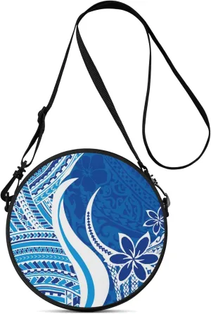 Personalized Round Crossbody Bag Polynesian Portable Crossbody Bag - Custom Crossbody Bag Pattern Logo Photo Text