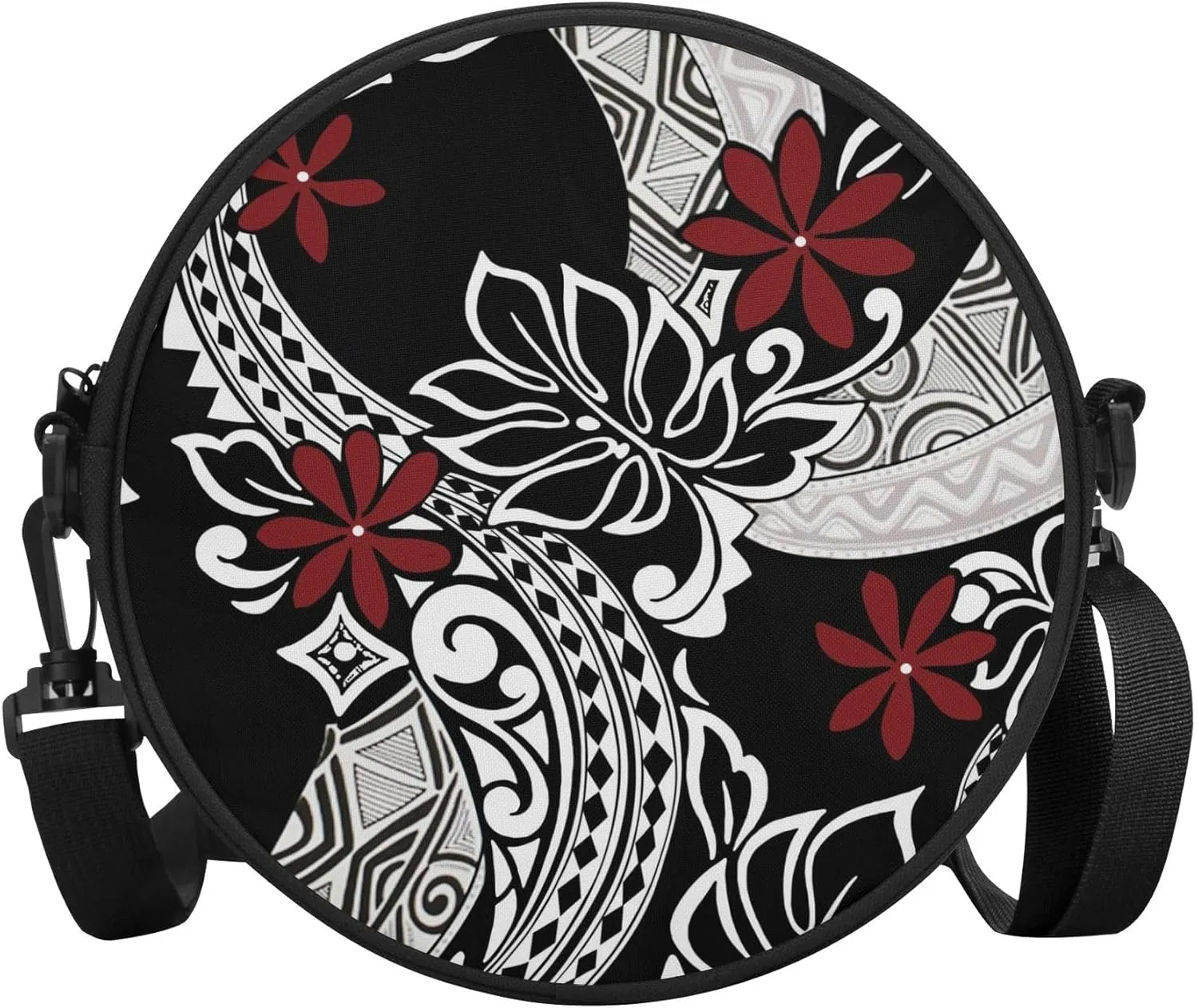 Personalized Round Crossbody Bag Polynesian Portable Crossbody Bag - Custom Crossbody Bag Pattern Logo Photo Text