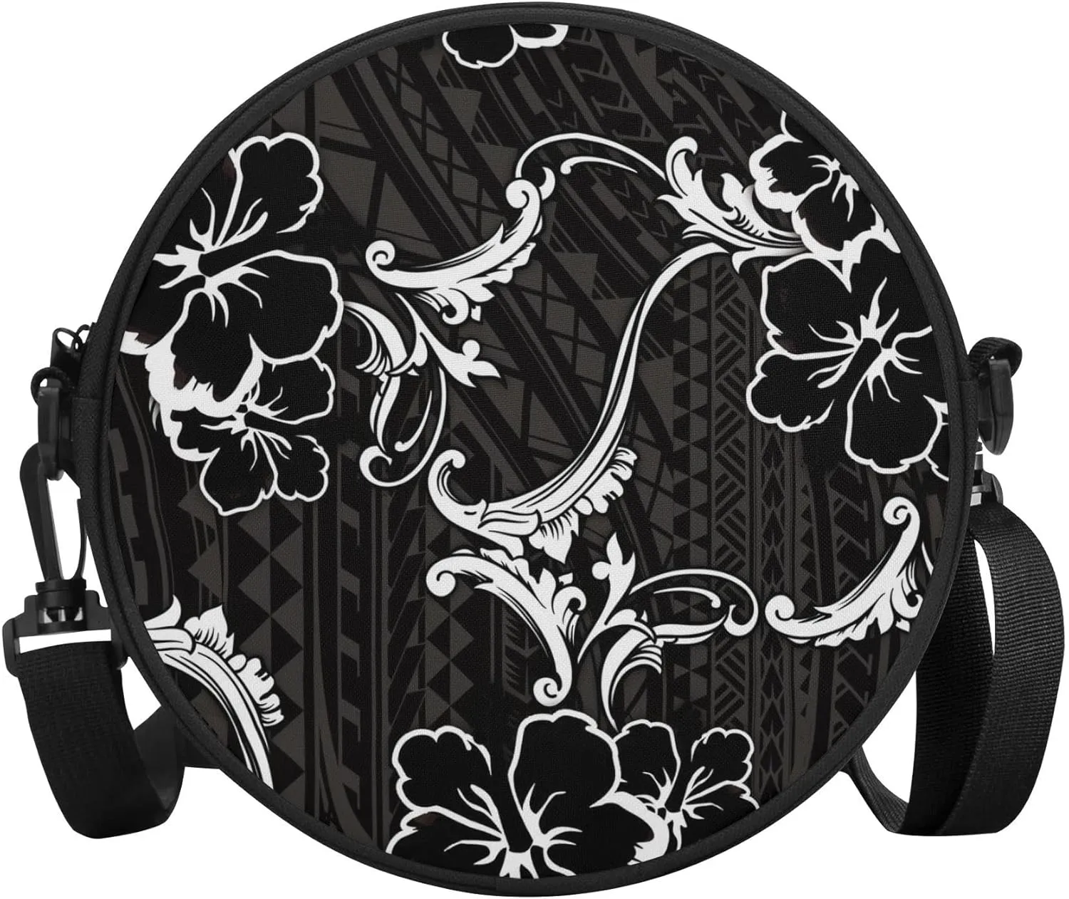 Personalized Round Crossbody Bag Polynesian Portable Crossbody Bag - Custom Crossbody Bag Pattern Logo Photo Text