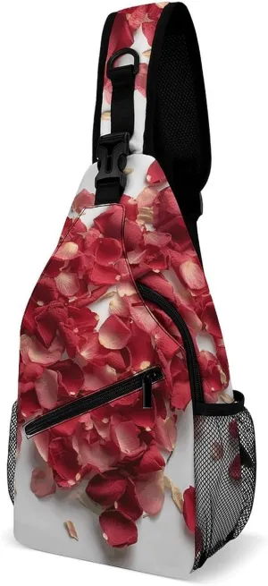 Petals Form Heart Shape Crossbody Sling Bag for Women Men Sling Backpack Travel Chest Bag Pack Man Purse Shoulder Bags Daypack for Travel Hiking Cycling