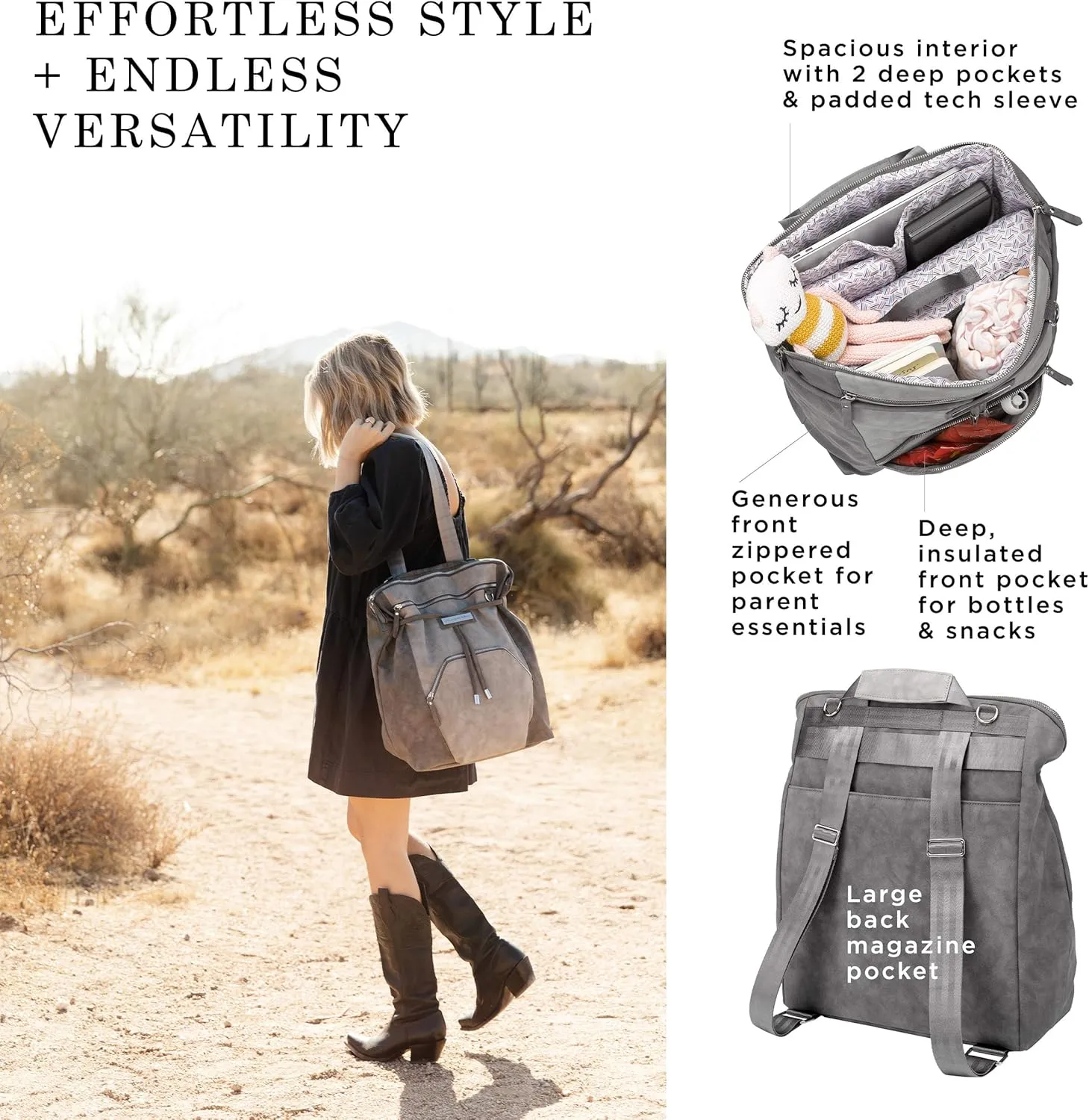 Petunia Pickle Bottom Cinch Convertible Backpack | Baby Diaper Bag for Parents | Stylish, Spacious, Secure Backpack