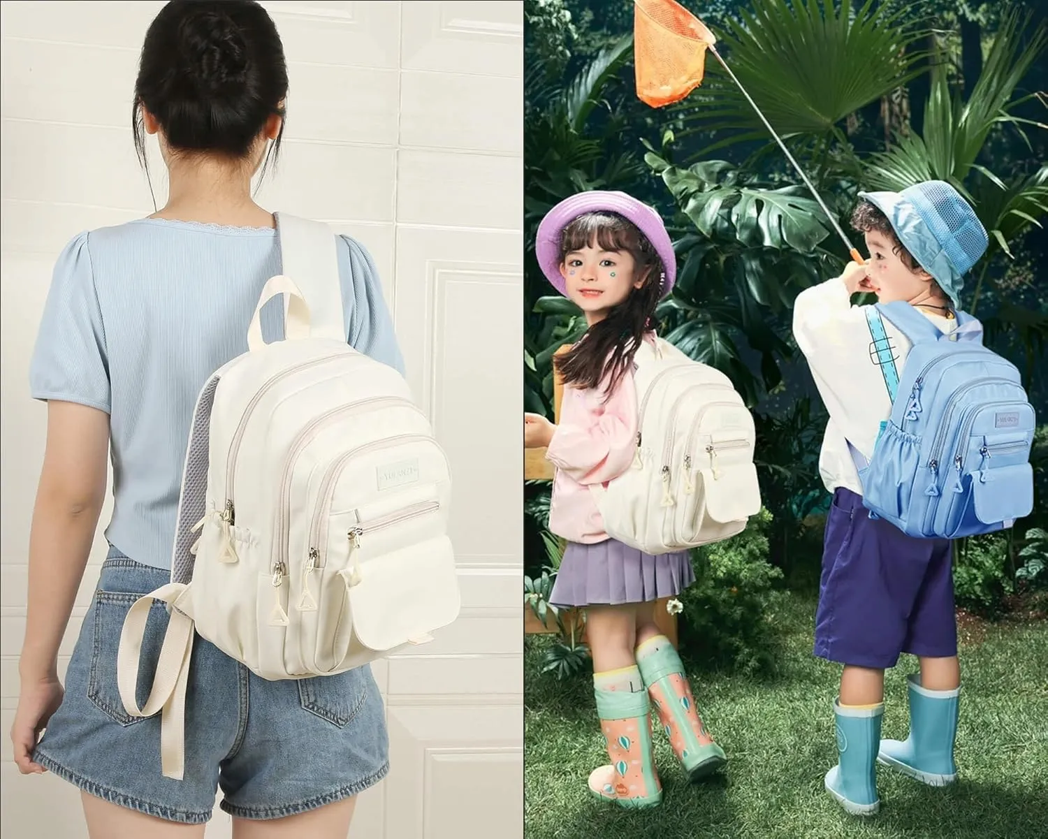 Phaoullzon Girls Small Backpack Purse for Toddler Mini Bookbag,Beige