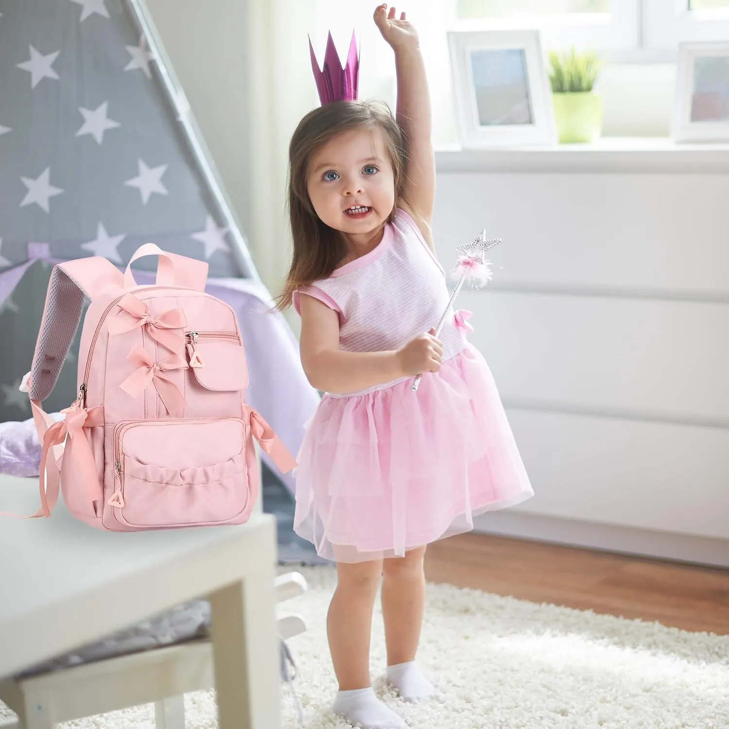 Phaoullzon Toddler Preschool Backpack for Girls 4-6 - Kids Bow Ballet Dance Bags