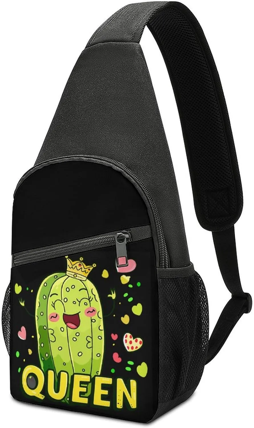 Pickle Queen Crossbody Bags for Women Men Sling Bag Bakpack Shoulder Bag Travel Hiking Daypack