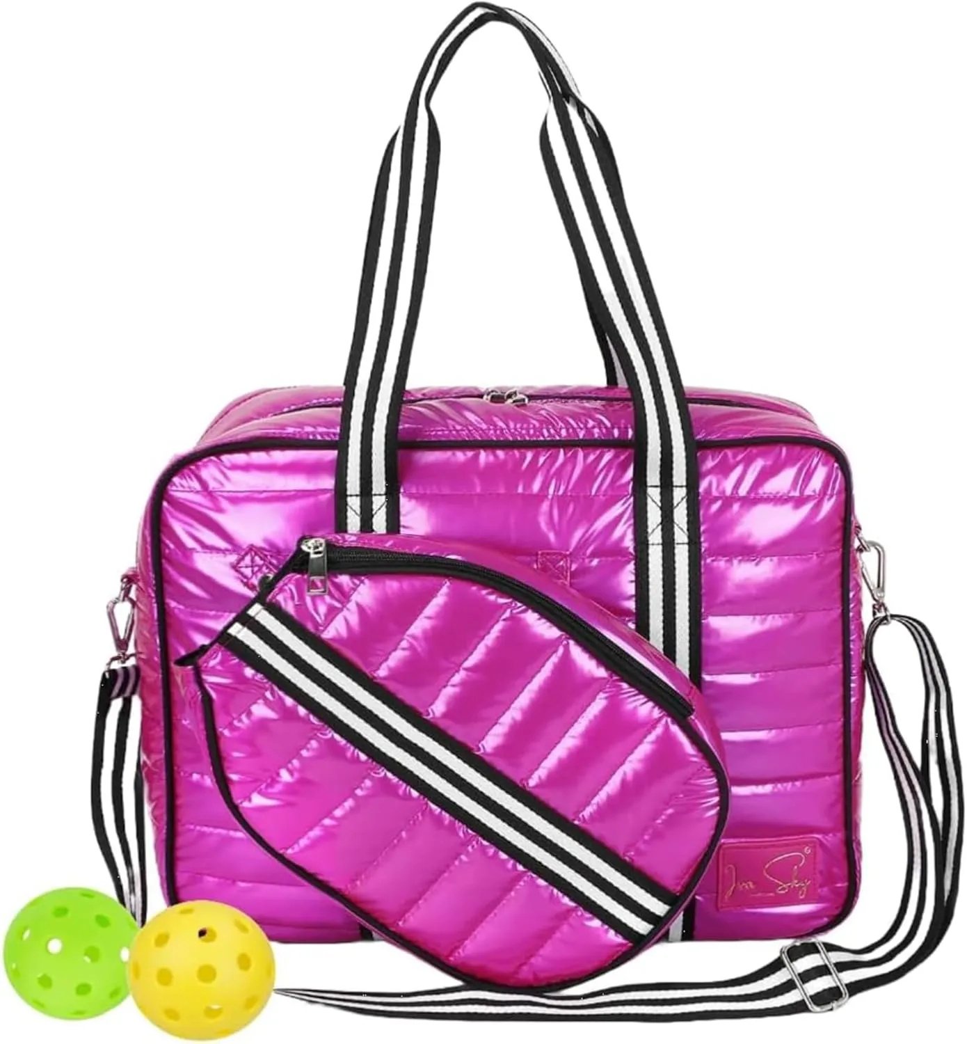 Pickleball Bag Set with Racket Compartment, Quilted Tote and Sling Bag