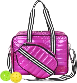 Pickleball Bag Set with Racket Compartment, Quilted Tote and Sling Bag
