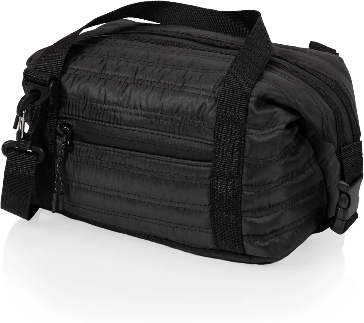 PICNIC TIME Midday Quilted Washable Insulated Lunch Bag, Soft-sided Lunch Box, Lunch Cooler Bag, (Obsidian Black)