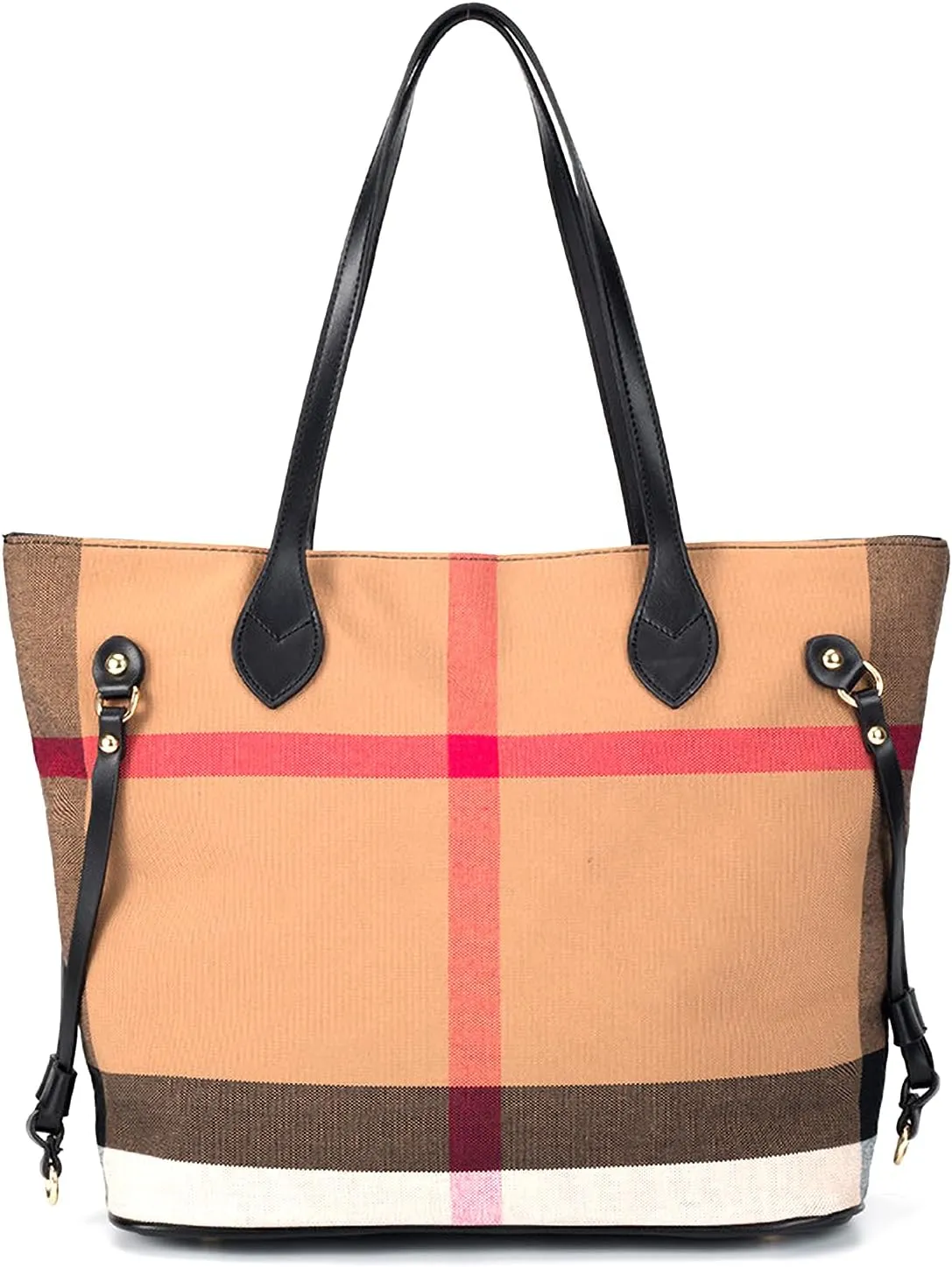 Plaid Canvas Women's Tote Aag Large Capacity Fashion Spacious Satchel Leisure Beach Bag