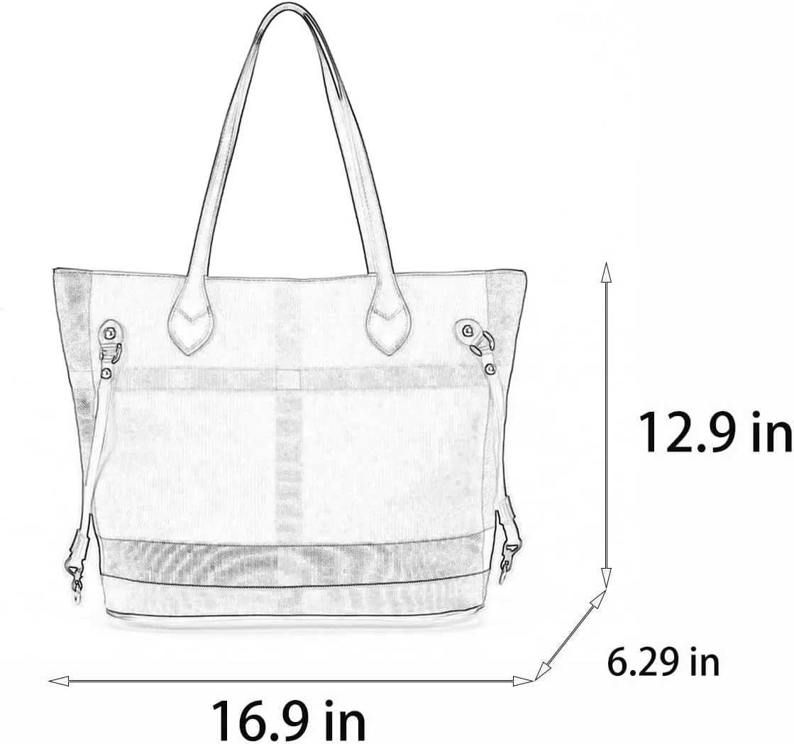 Plaid Canvas Women's Tote Aag Large Capacity Fashion Spacious Satchel Leisure Beach Bag