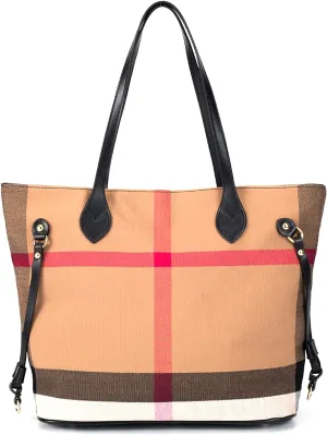 Plaid Canvas Women's Tote Aag Large Capacity Fashion Spacious Satchel Leisure Beach Bag