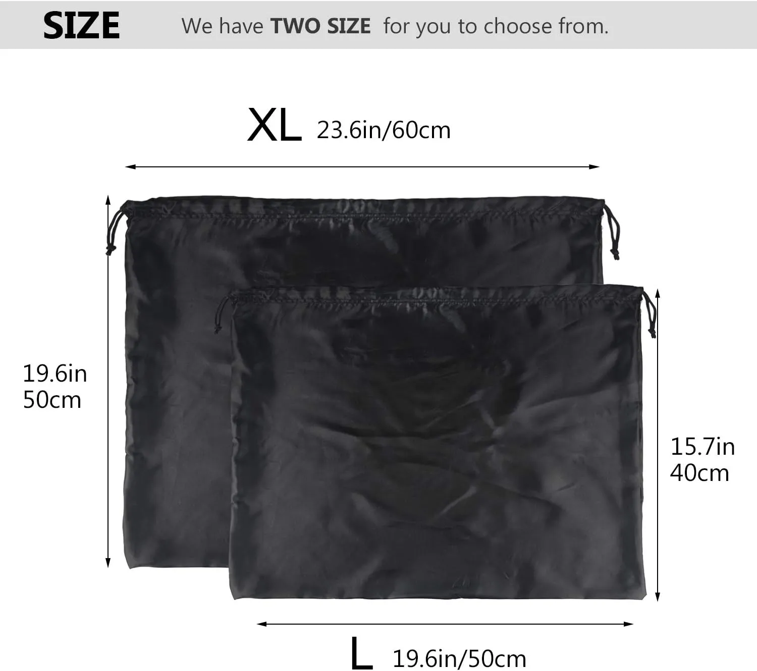 PlasMaller Dust Cover Storage Bags Silk Cloth with Drawstring Pouch For Handbags Purses Pocketbooks Shoes Boots Set of 6, Black (19.6 x 15.7 in)