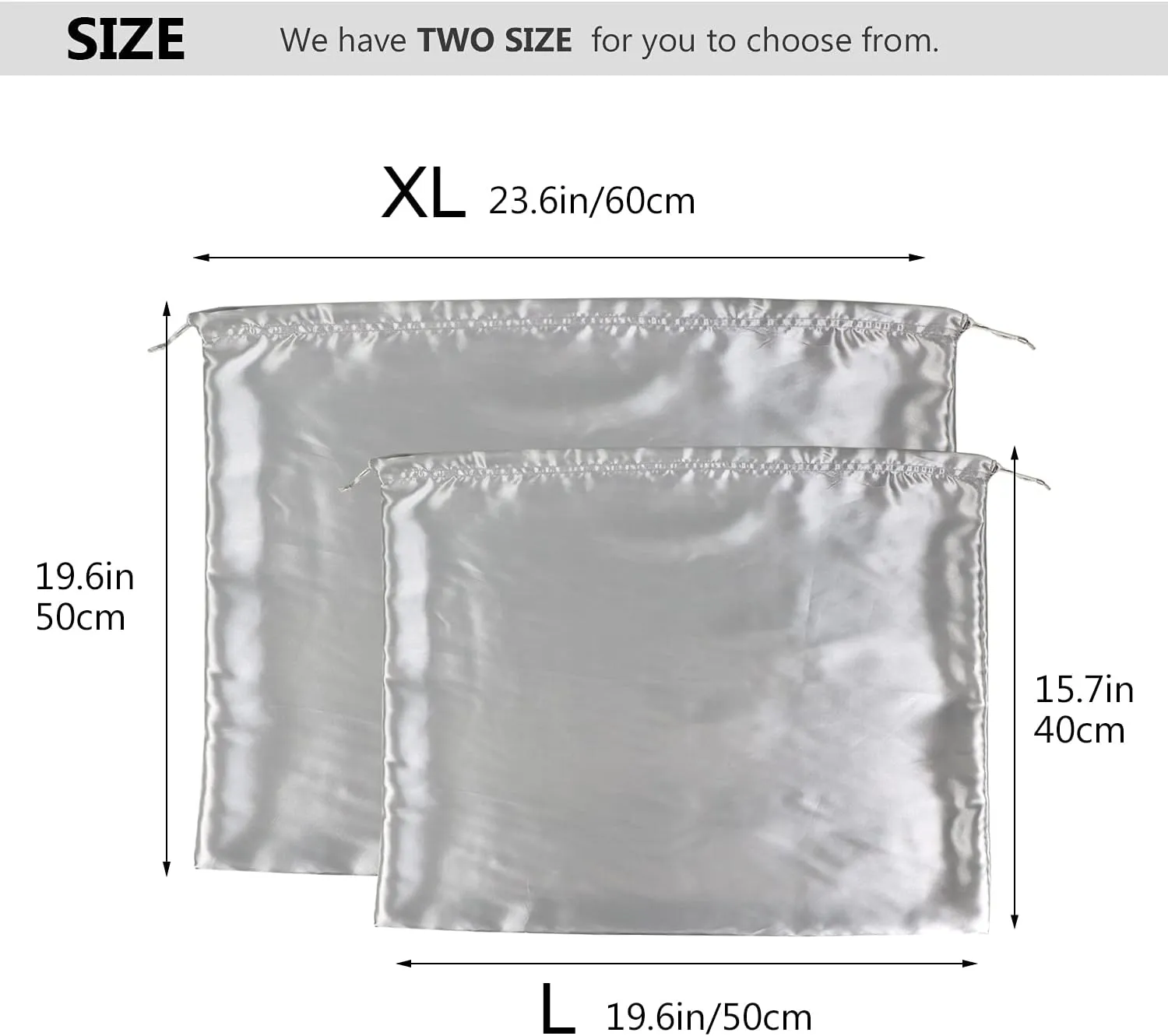 PlasMaller Dust Cover Storage Bags Silk Cloth with Drawstring Pouch For Handbags Purses Pocketbooks Shoes Boots Set of 6, Silver (19.6 x 15.7 in)