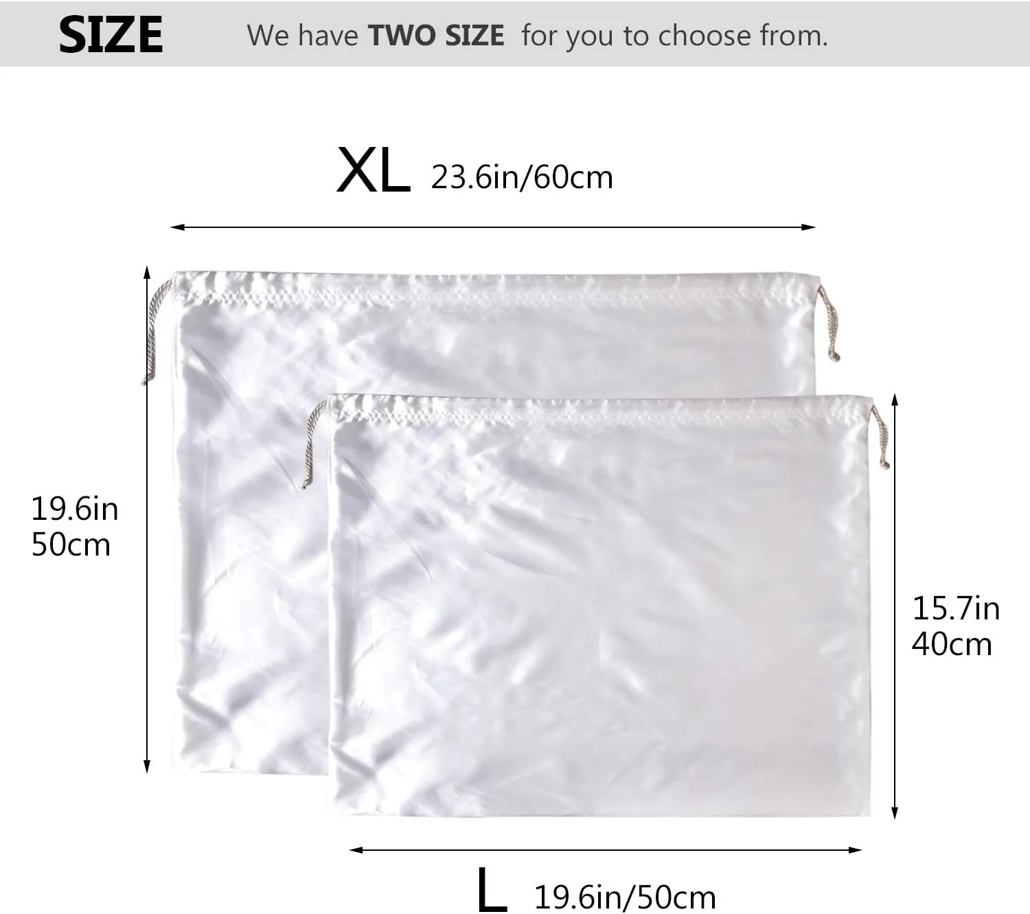 PlasMaller Dust Cover Storage Bags Silk Cloth with Drawstring Pouch For Handbags Purses Pocketbooks Shoes Boots Set of 6, White (19.6 x 15.7 in)