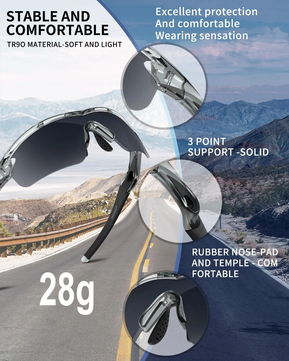 Polarized Sports Sunglasses for Men Women Youth Baseball Cycling Running Driving Fishing Tennis Golf Motor TAC UV400 TR90