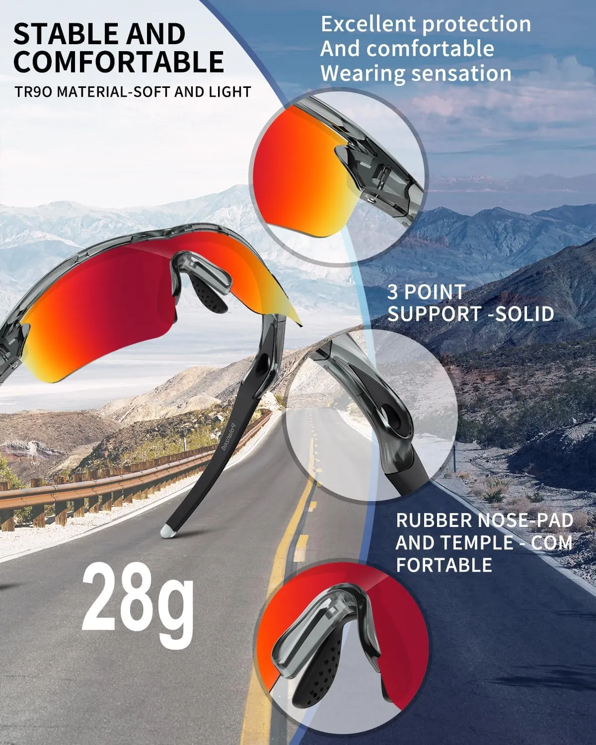 Polarized Sports Sunglasses for Men Women Youth Baseball Cycling Running Driving Fishing Tennis Golf Motor TAC UV400 TR90