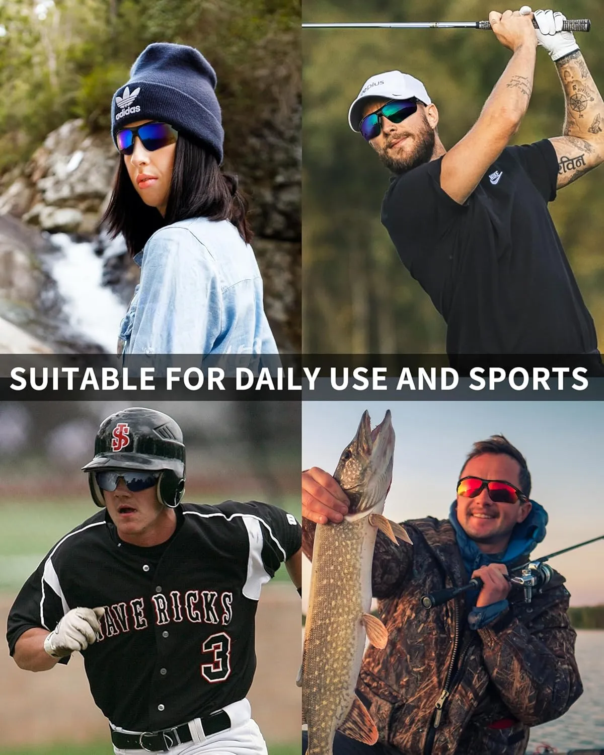 Polarized Sports Sunglasses for Men Women Youth Baseball Running Cycling Driving Fishing Tennis Golf Motor TAC UV400 TR90