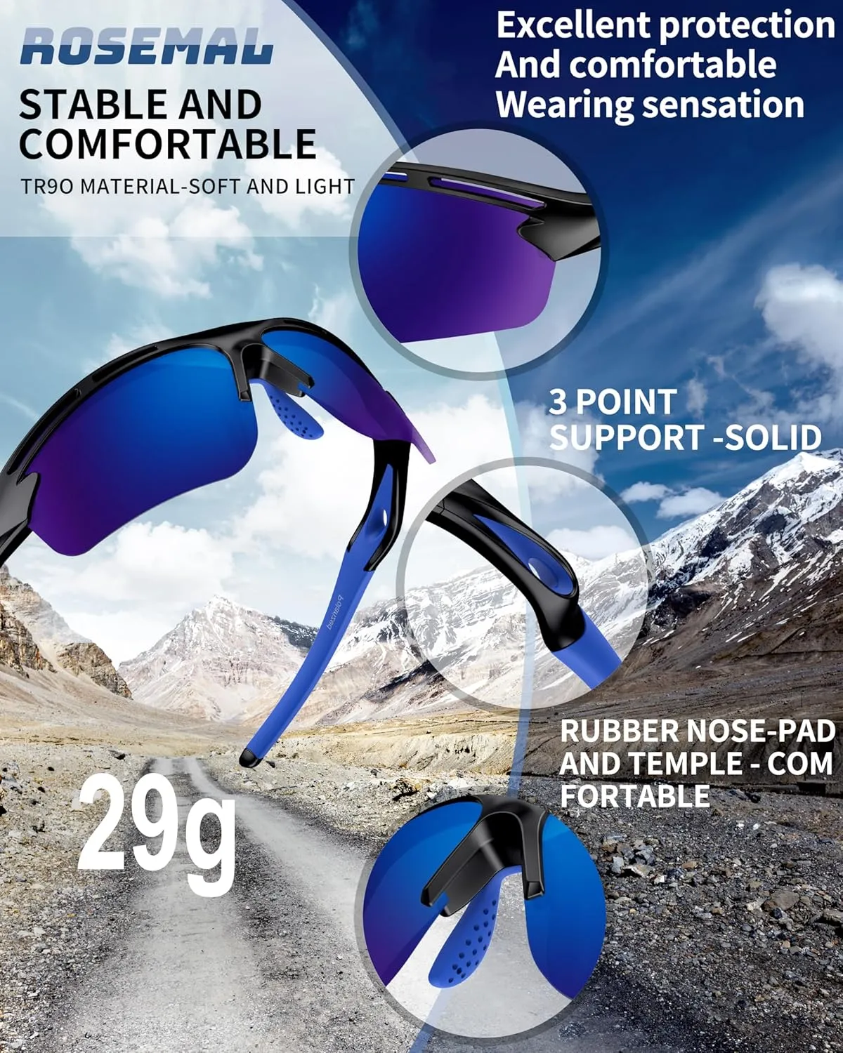 Polarized Sports Sunglasses for Men Women Youth Baseball Running Cycling Driving Fishing Tennis Golf Motor TAC UV400 TR90