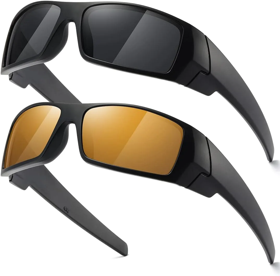 Polarized Sunglasses Men Womens Trendy Retro Sports Rectangular Wrap Around Vintage Shot Shield