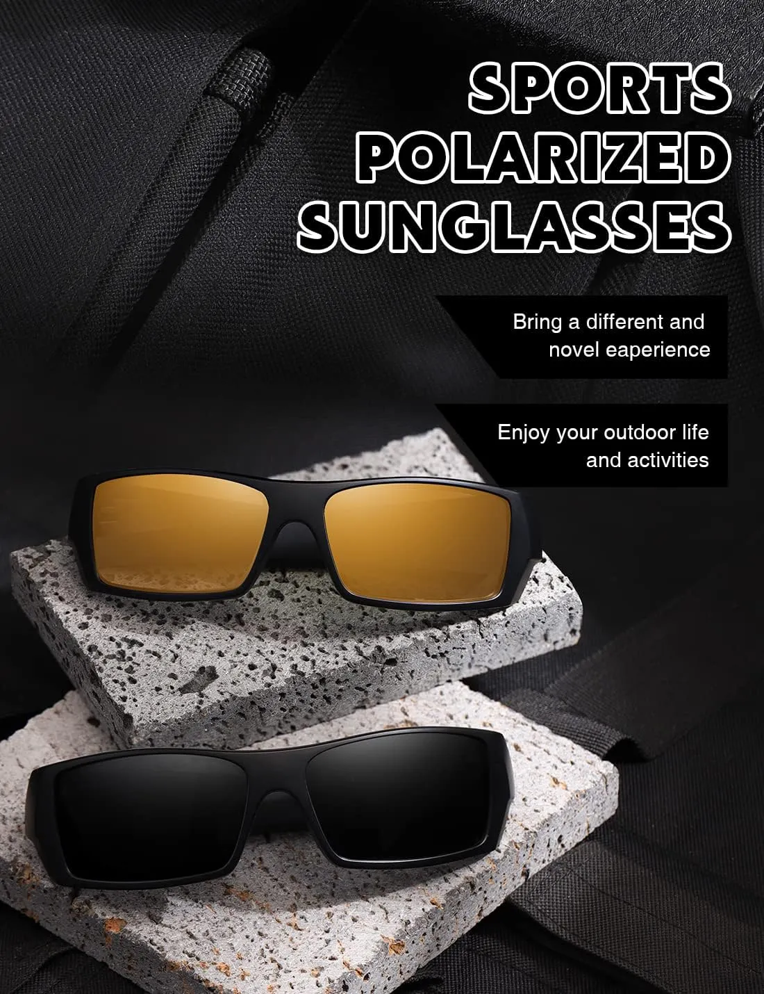 Polarized Sunglasses Men Womens Trendy Retro Sports Rectangular Wrap Around Vintage Shot Shield