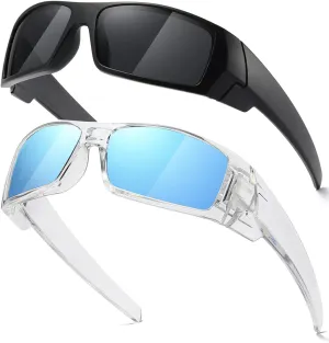 Polarized Sunglasses Men Womens Trendy Retro Sports Rectangular Wrap Around Vintage Shot Shield