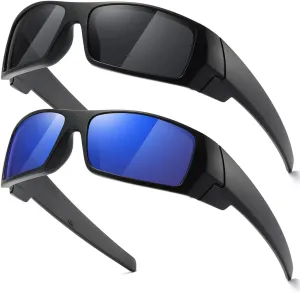 Polarized Sunglasses Men Womens Trendy Retro Sports Rectangular Wrap Around Vintage Shot Shield