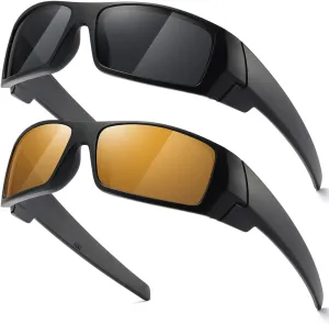 Polarized Sunglasses Men Womens Trendy Retro Sports Rectangular Wrap Around Vintage Shot Shield