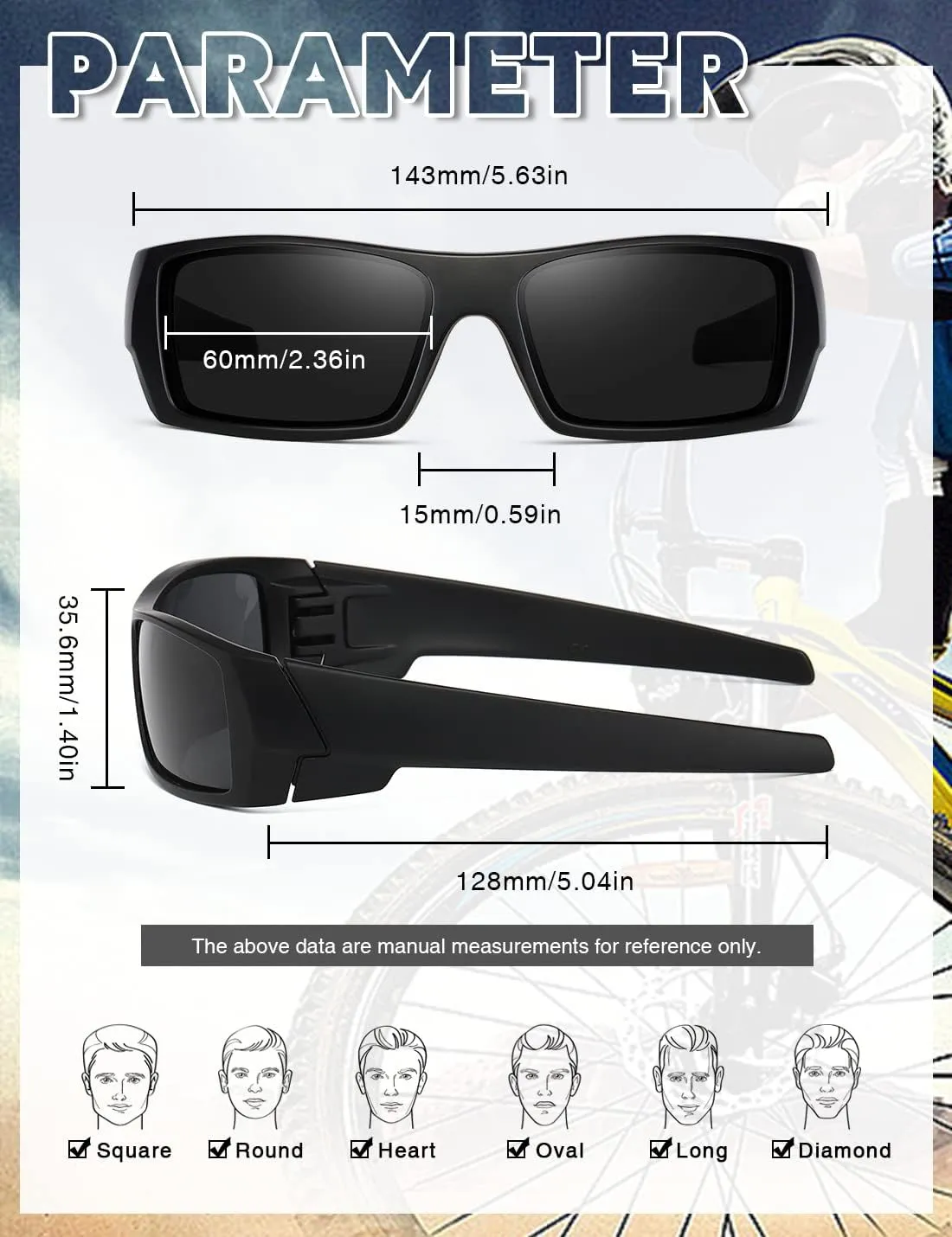 Polarized Sunglasses Men Womens Trendy Retro Sports Rectangular Wrap Around Vintage Shot Shield