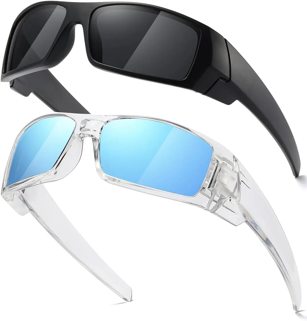 Polarized Sunglasses Men Womens Trendy Retro Sports Rectangular Wrap Around Vintage Shot Shield