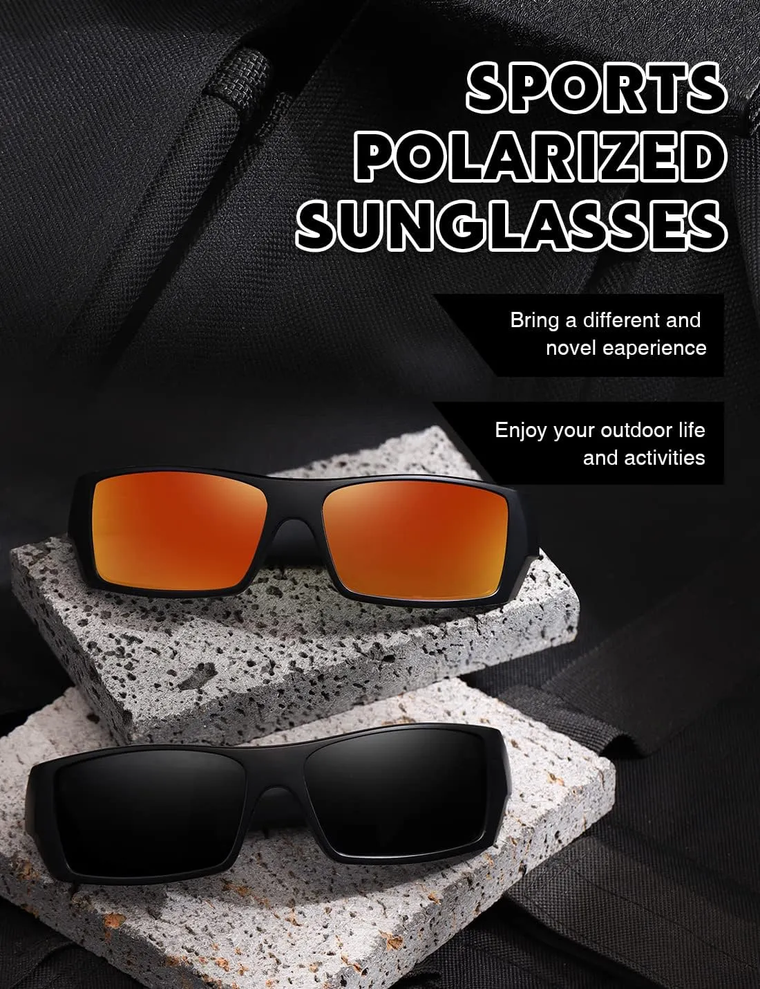 Polarized Sunglasses Men Womens Trendy Retro Sports Rectangular Wrap Around Vintage Shot Shield