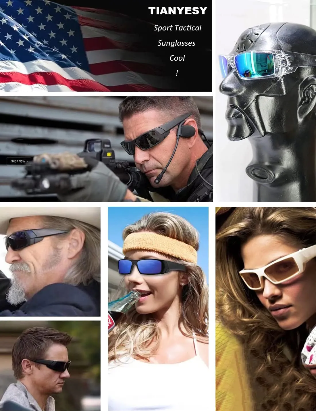 Polarized Sunglasses Men Womens Trendy Retro Sports Rectangular Wrap Around Vintage Shot Shield