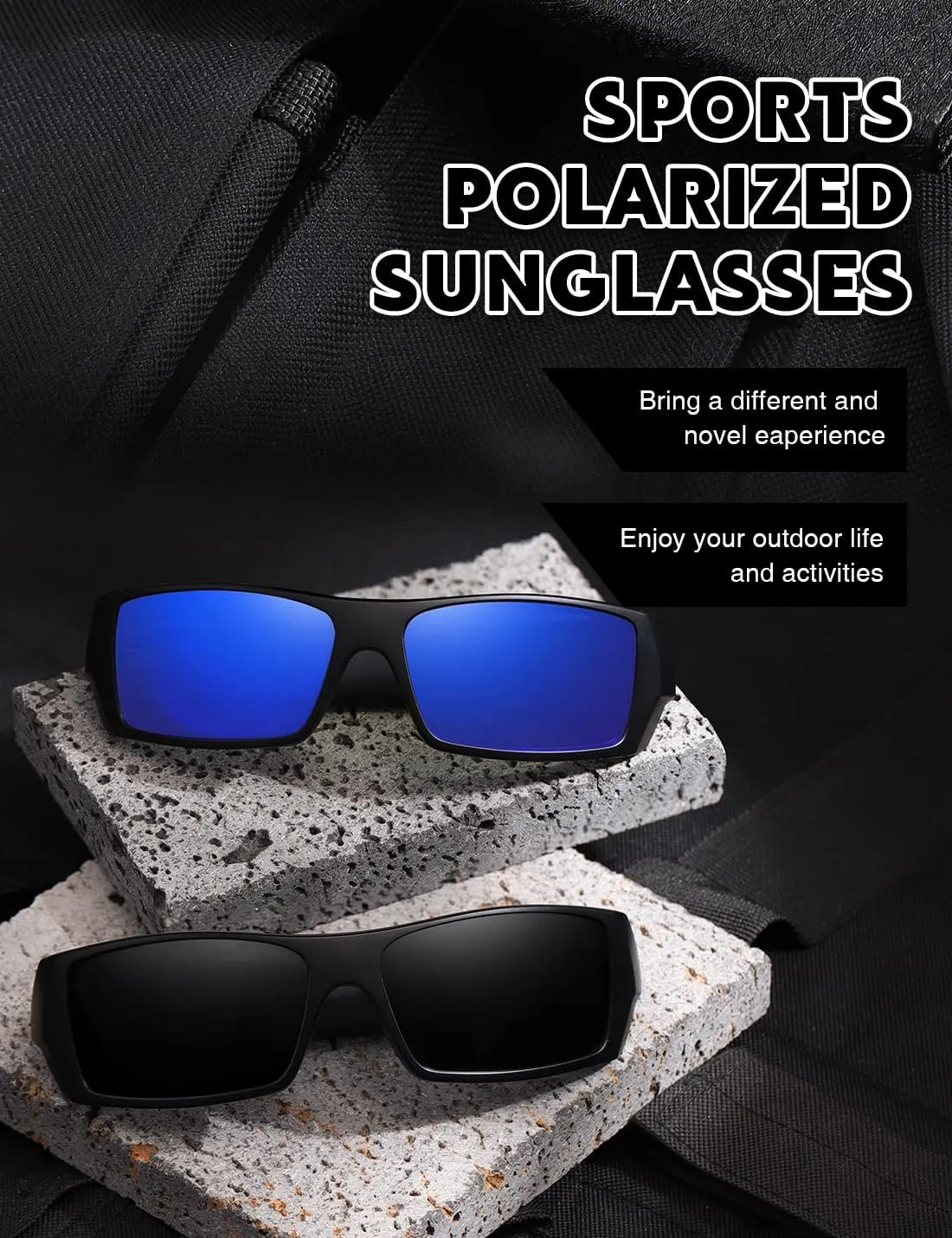 Polarized Sunglasses Men Womens Trendy Retro Sports Rectangular Wrap Around Vintage Shot Shield