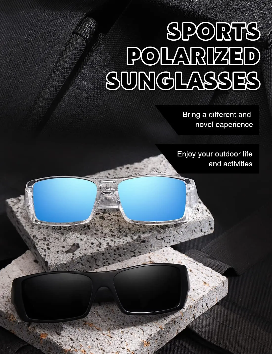 Polarized Sunglasses Men Womens Trendy Retro Sports Rectangular Wrap Around Vintage Shot Shield