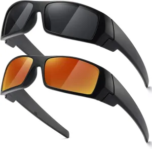 Polarized Sunglasses Men Womens Trendy Retro Sports Rectangular Wrap Around Vintage Shot Shield