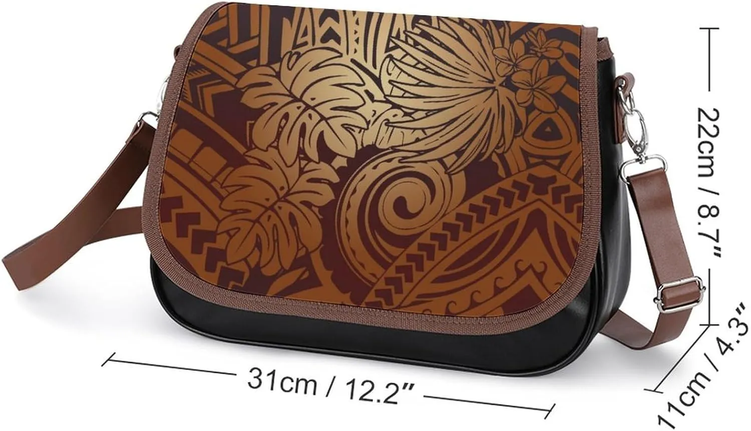 Polynesian Custom Women'S Crossbody Bag, Fiji Samoa, Hawaiian Tribal Pattern Design, Retro Art Leather Women'S Bag