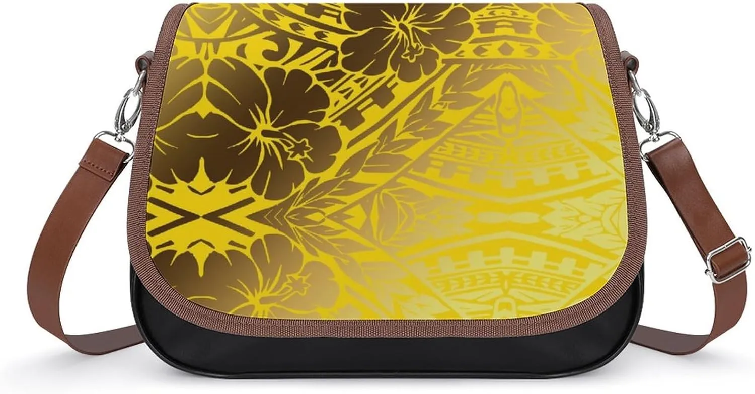 Polynesian Leather Bag Custom Tribal Vintage Pattern Printed Leather Crossbody Bag Pattern Party Fashion Women'S Bag
