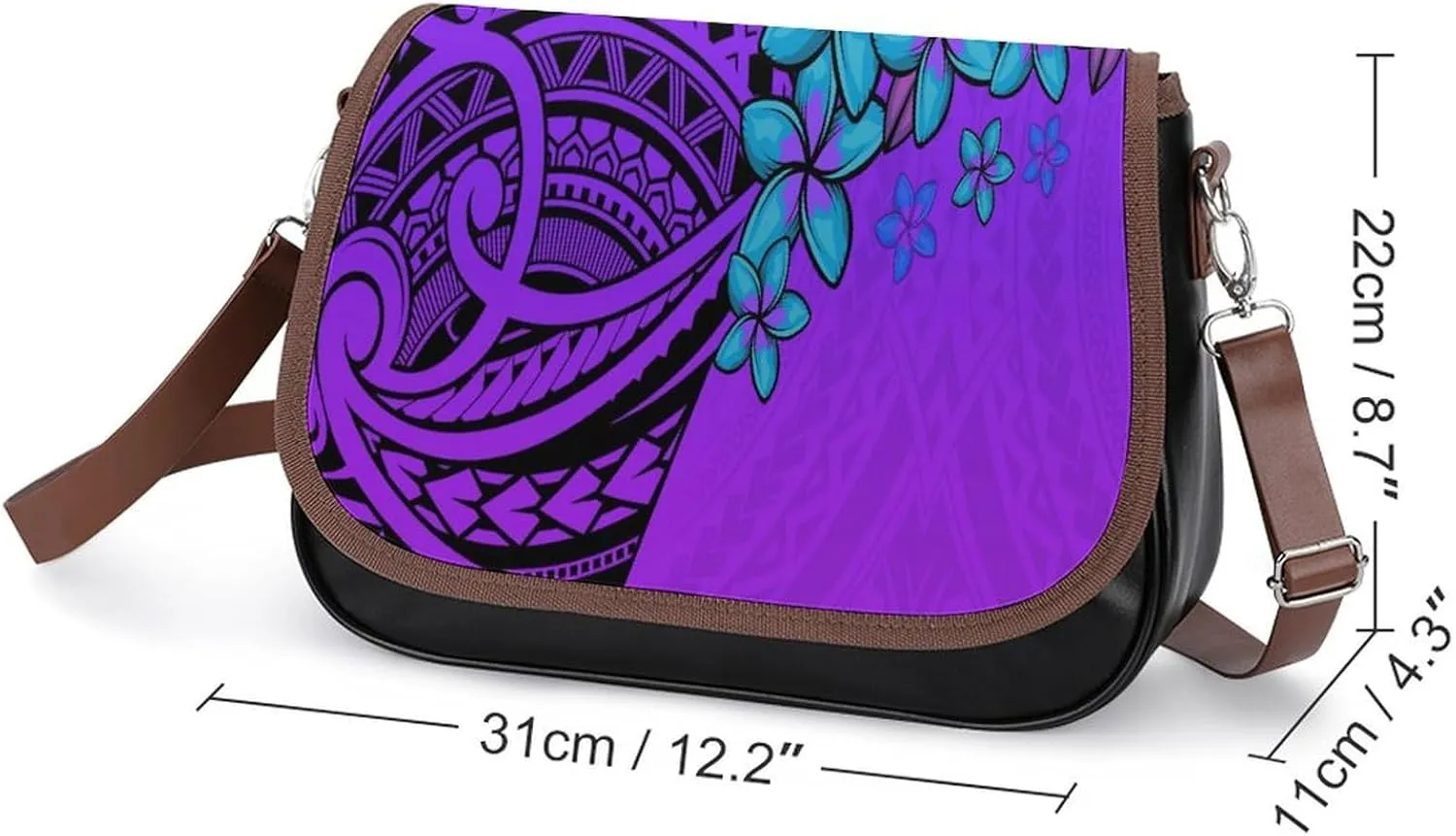 Polynesian Leather Bag Custom Tribal Vintage Pattern Printed Leather Crossbody Bag Pattern Party Fashion Women'S Bag
