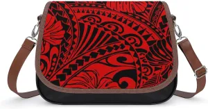 Polynesian Leather Bag Custom Tribal Vintage Pattern Printed Leather Crossbody Bag Pattern Party Fashion Women'S Bag