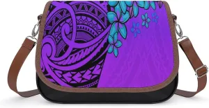 Polynesian Leather Bag Custom Tribal Vintage Pattern Printed Leather Crossbody Bag Pattern Party Fashion Women'S Bag