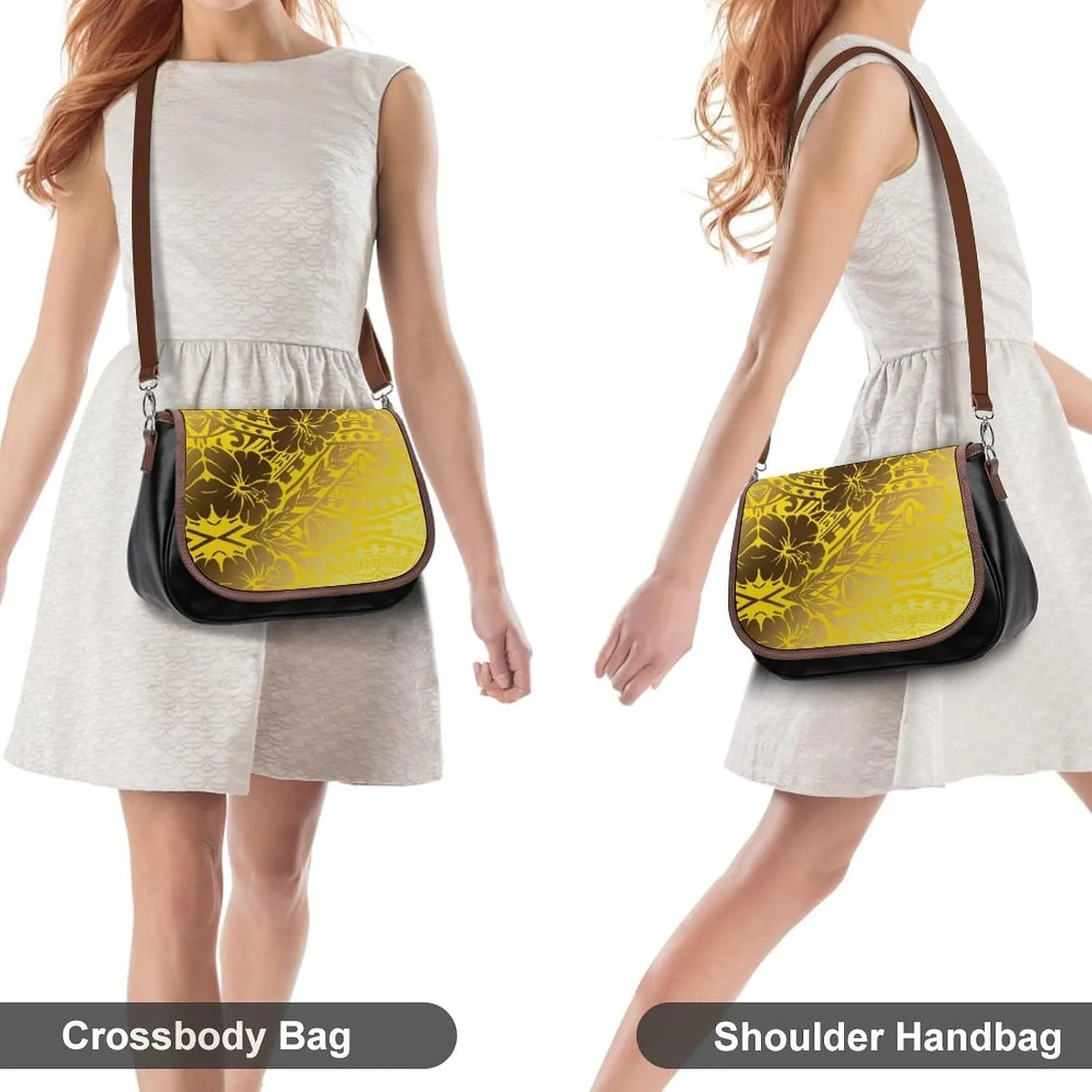 Polynesian Leather Bag Custom Tribal Vintage Pattern Printed Leather Crossbody Bag Pattern Party Fashion Women'S Bag
