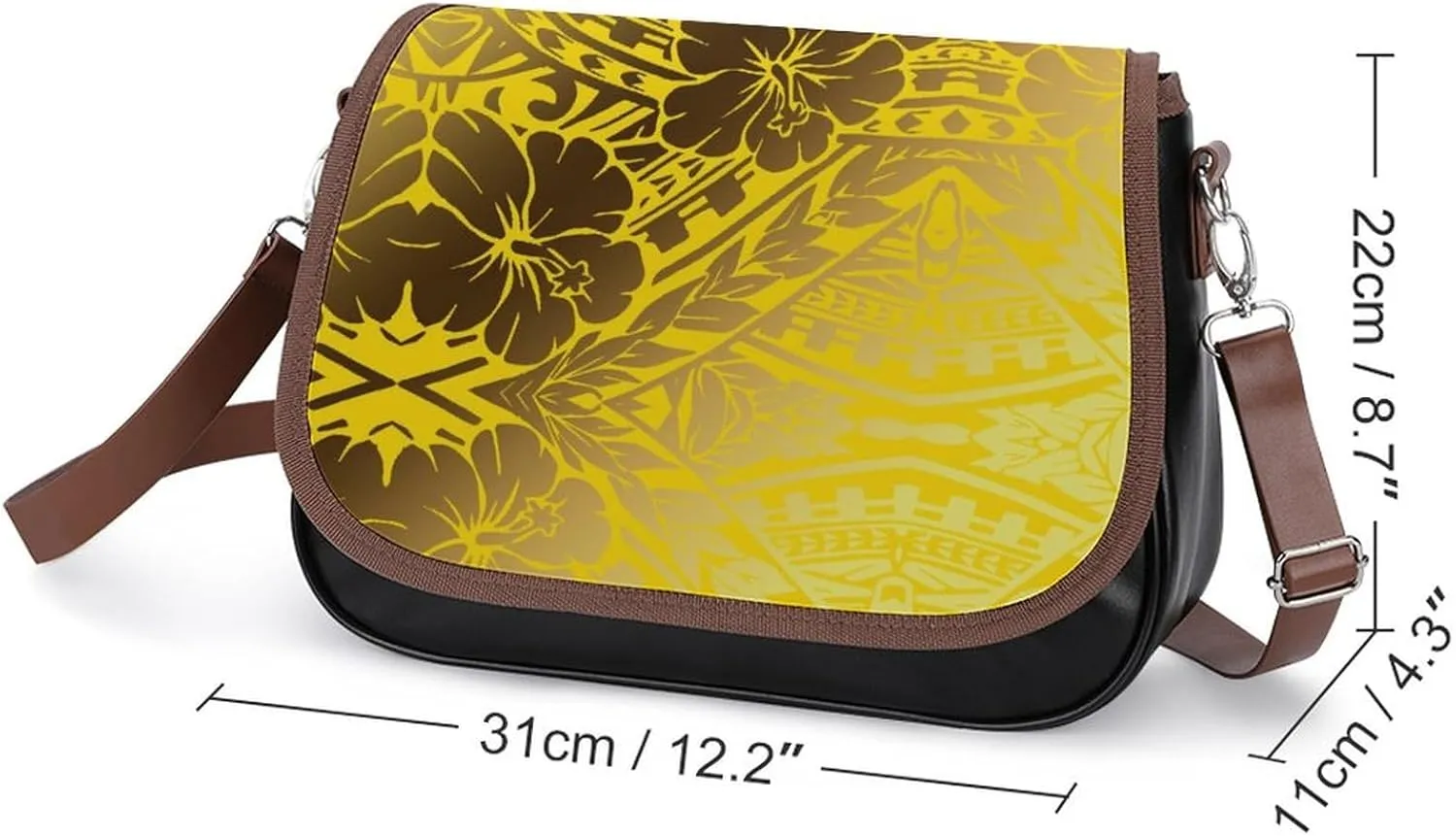 Polynesian Leather Bag Custom Tribal Vintage Pattern Printed Leather Crossbody Bag Pattern Party Fashion Women'S Bag