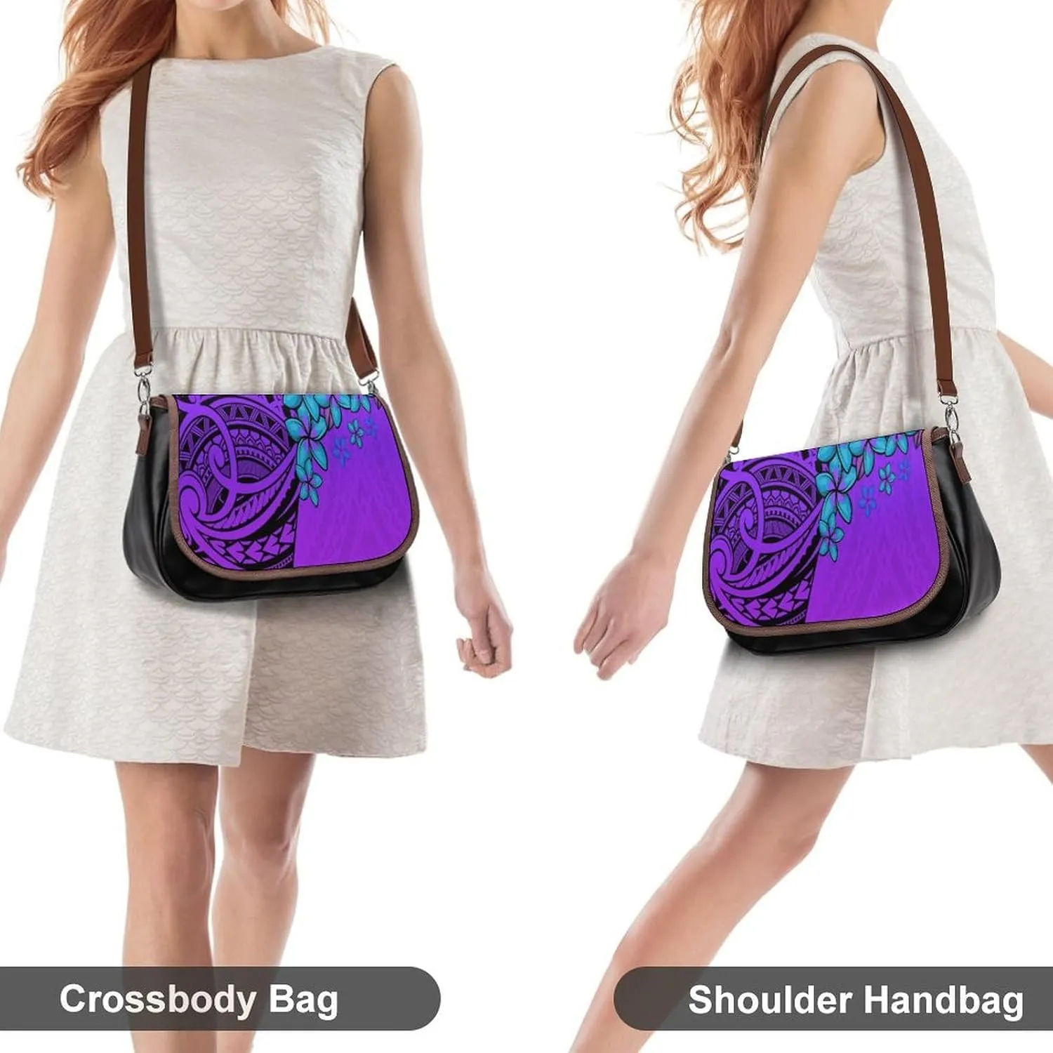 Polynesian Leather Bag Custom Tribal Vintage Pattern Printed Leather Crossbody Bag Pattern Party Fashion Women'S Bag