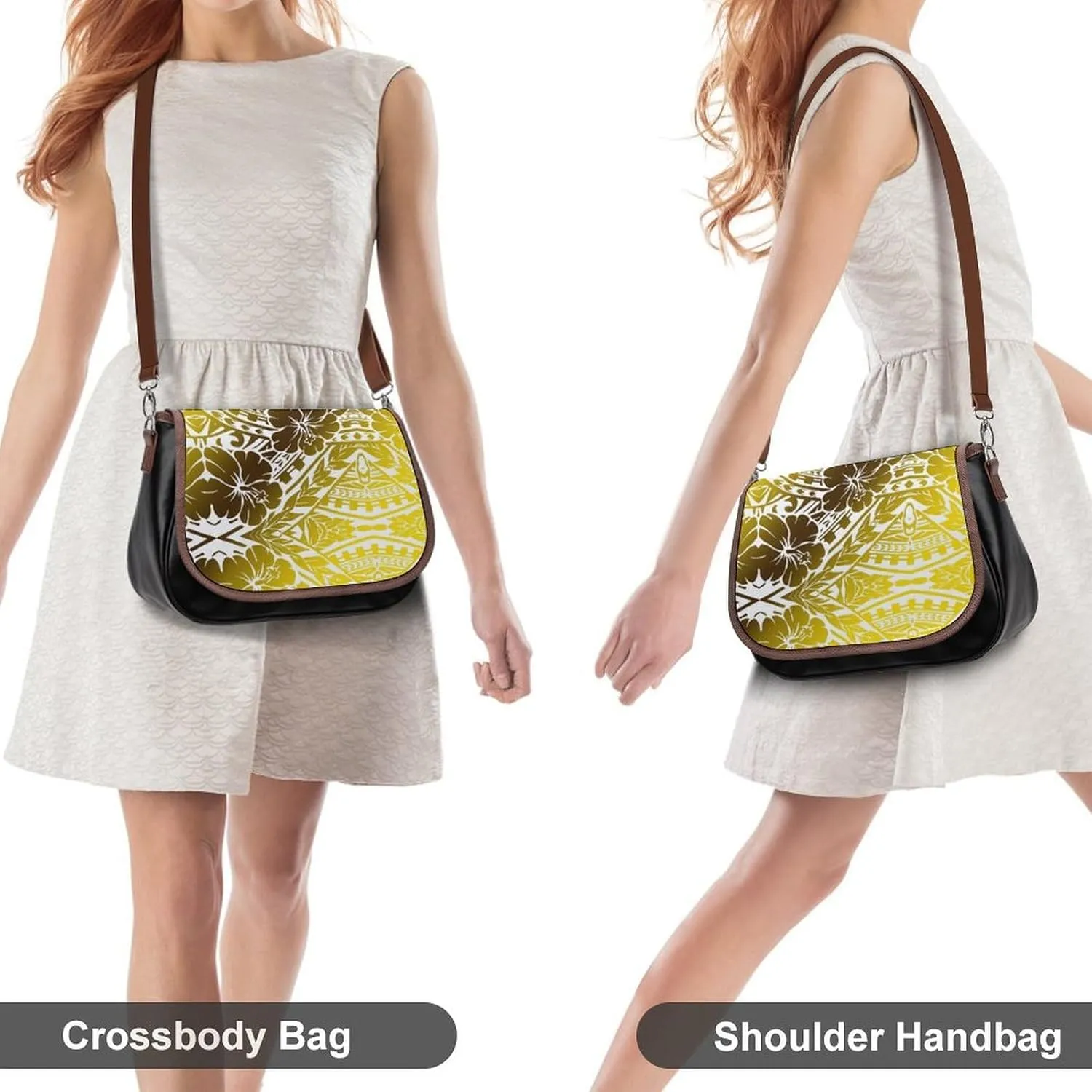 Polynesian Leather Bag Custom Tribal Vintage Pattern Printed Leather Crossbody Bag Pattern Party Fashion Women'S Bag