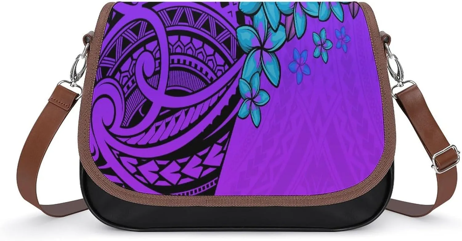 Polynesian Leather Bag Custom Tribal Vintage Pattern Printed Leather Crossbody Bag Pattern Party Fashion Women'S Bag