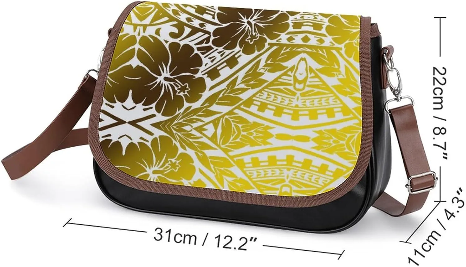 Polynesian Leather Bag Custom Tribal Vintage Pattern Printed Leather Crossbody Bag Pattern Party Fashion Women'S Bag